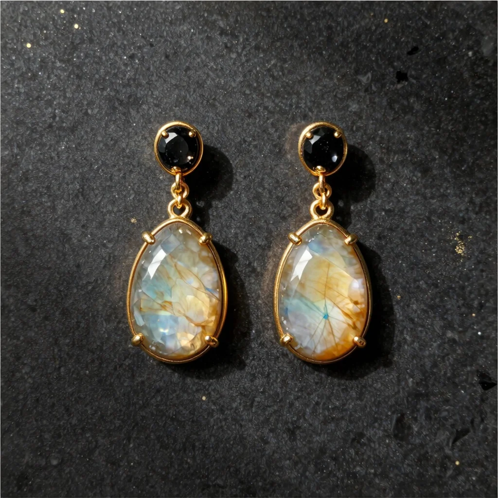 Sunstone & Tourmaline Drop Earrings
