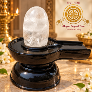 crystal shivling in golden templelight